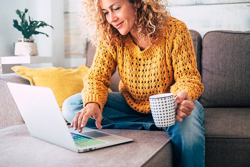 Woman shopping on a computer